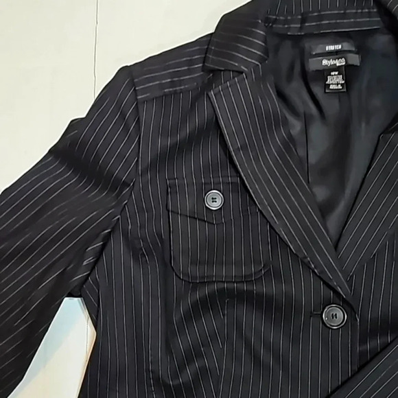 Style&co womens jacket 18W pinstripe black utility Double Breast Business Office - Picture 7 of 14